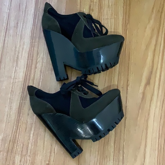 Burberry | Shoes | Burberry Green Olive Rare Platform Wedges Size 5 ...